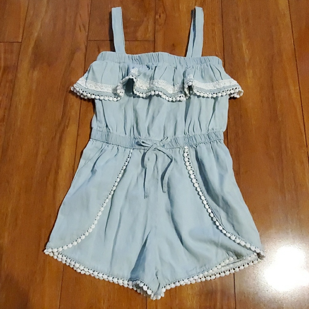 Girl Blue Jean Romper Sz 6X